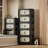 Retro Black,20" Side Wide Folding Storage Cabinet,5 Tiers,19.69"×11.81"×50.00",Collapsible Storage Bins With Magnetic Door, Plastic Storage Cabinet With Wheels-545795586