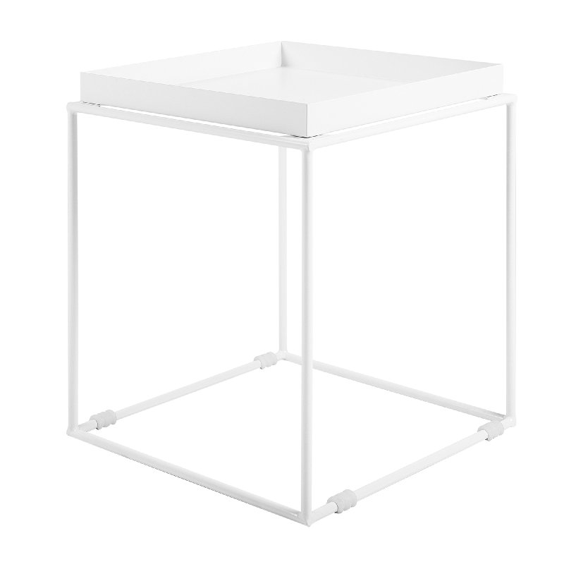 Malaya Tray Top Frame End Table, White