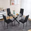 Table de salle à manger moderne noire avec pieds croisés en métal et verre trempé lisse, 40,9 lb, réglable pour la cuisine, surface en verre peu encombrante et facile à assembler, structure stable, dimensions de 36,44 po-1185124148