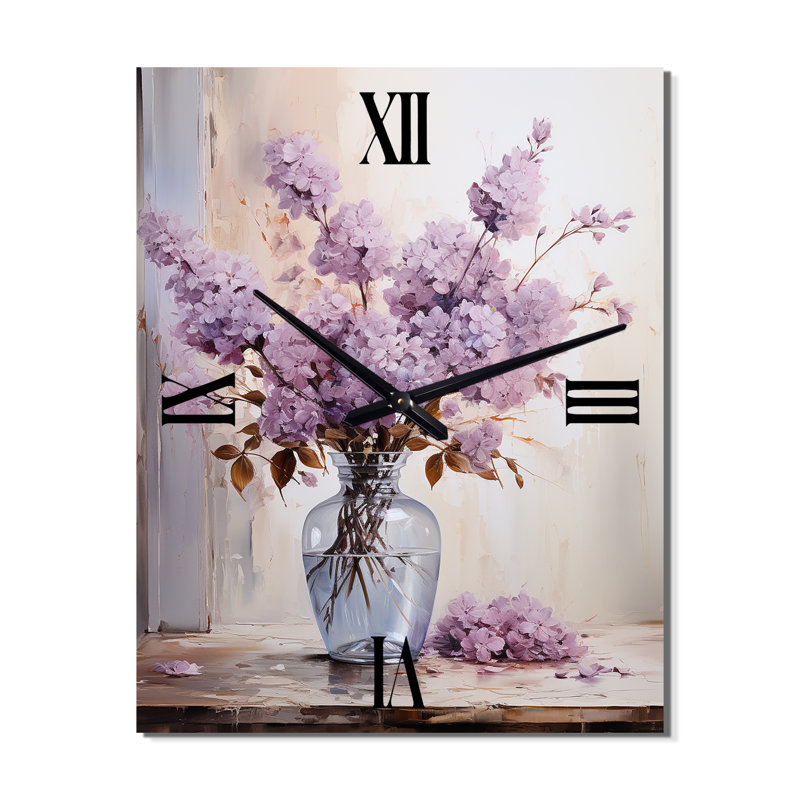 Lilas Lavande Serenade II - Horloges murales florales, H 32 po x l 24 po x P 1 po