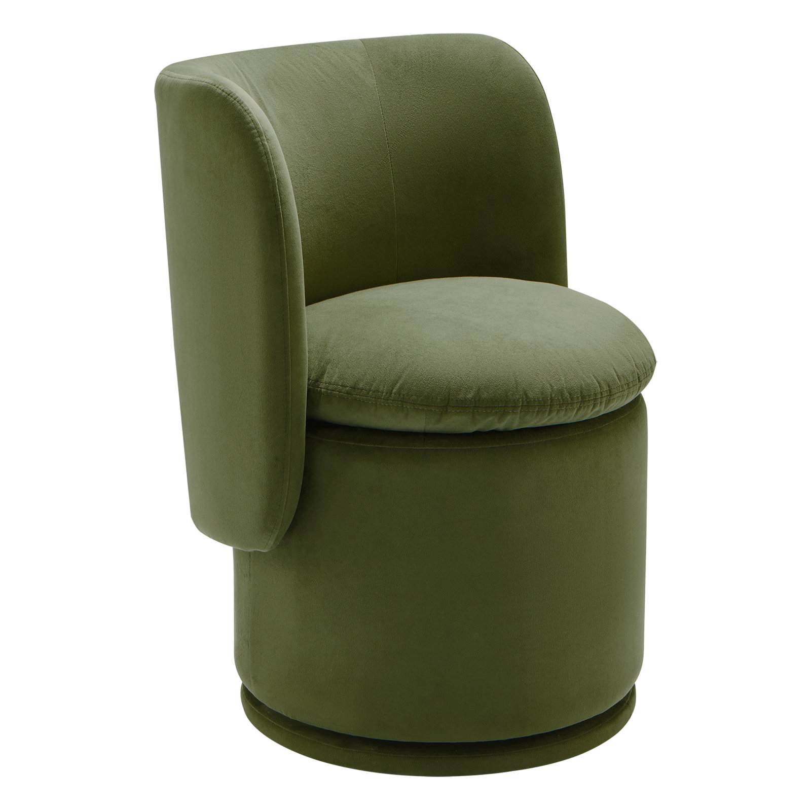 Adrielle Swivel Upholstered Barrel Chair, Performance Velvet Bella Forest