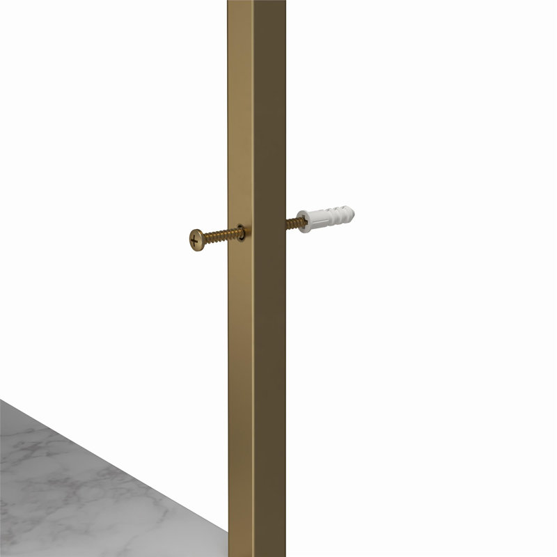 Gwyneth White Marble and Gold Closet Organizer with Hanging Rods