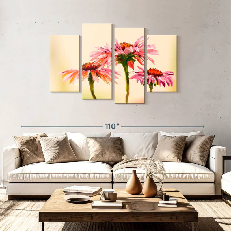 Harnek Intricate Echinacea Flowers, 48"H x 75"W