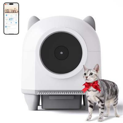 Automatic Cat Litter Box, 80l Self Cleaning Litter Box With App Control, Odor Control, Multi-cat Compatible, Includes 1 Roll Garbage Bags And Mat