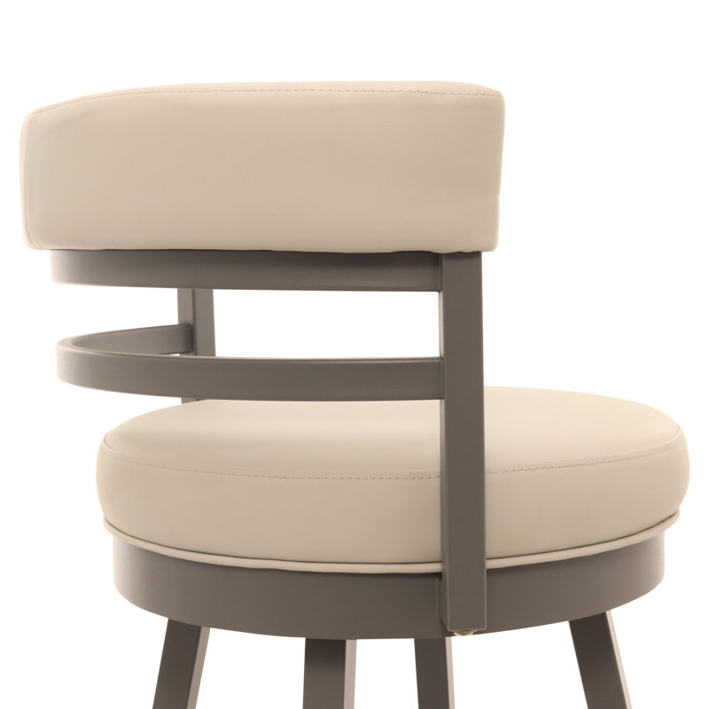 Sunnydale Camden 26" Swivel Counter Stool, Steel Mist Finish & Silver Dune Leatherette