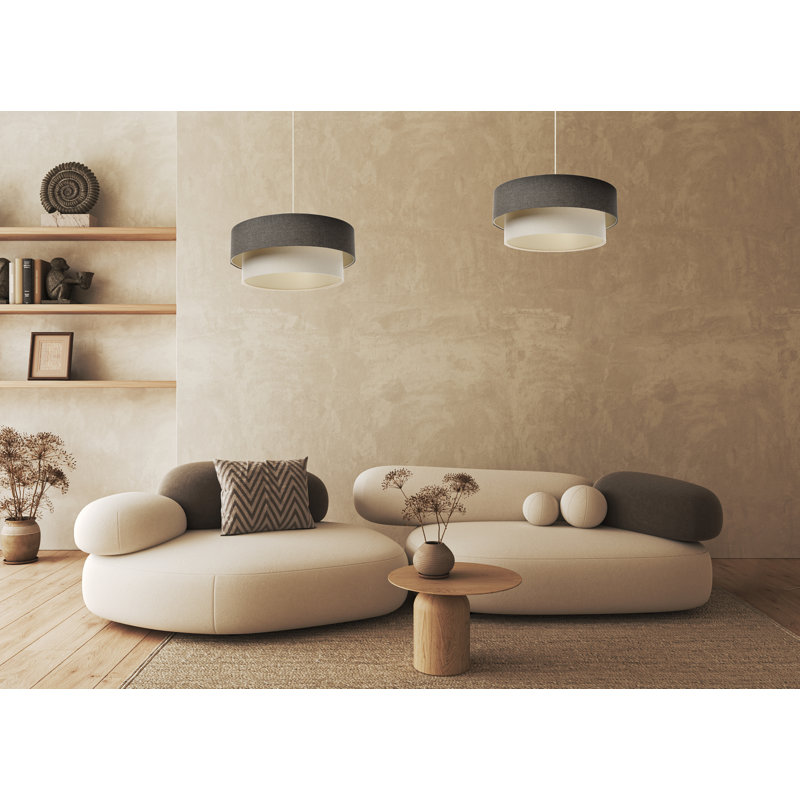 Zygi 1 - Light Cream Drum Pendant, Brown/Beige