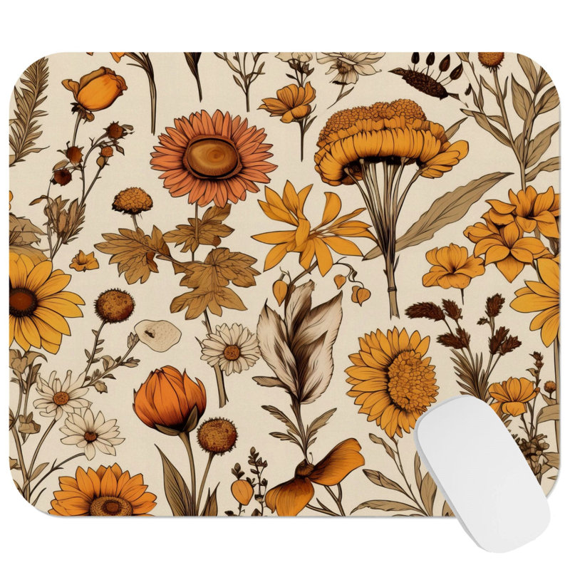 Botanical Fall Pattern VII Cottage & Cottagecore Gaming Cute Office Laptop Desk Pad Gift Mat Square Rectangle Non-Slip Mousepad