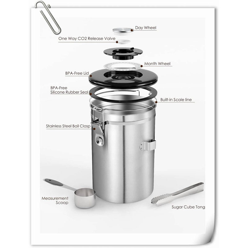 Grain de café en acier inoxydable 22 oz. Contenant alimentaire, Argent