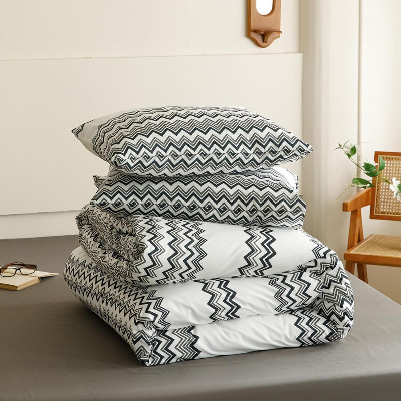 Boho Black Striped Comforter Set