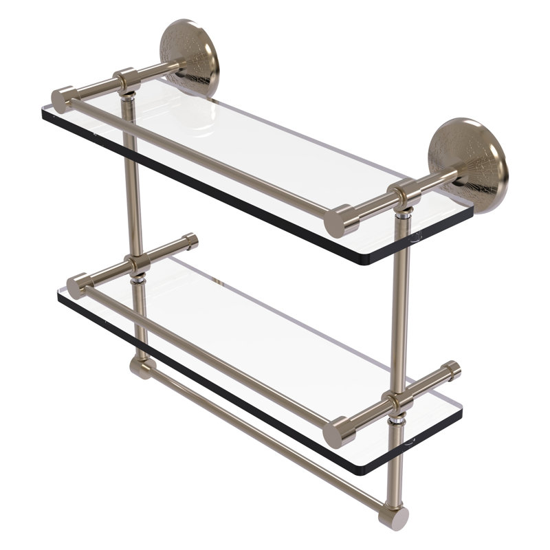 Étagère 2 pièces avec barre à serviettes Tilney, Étain antique, 16"H x 16"W x 14"D