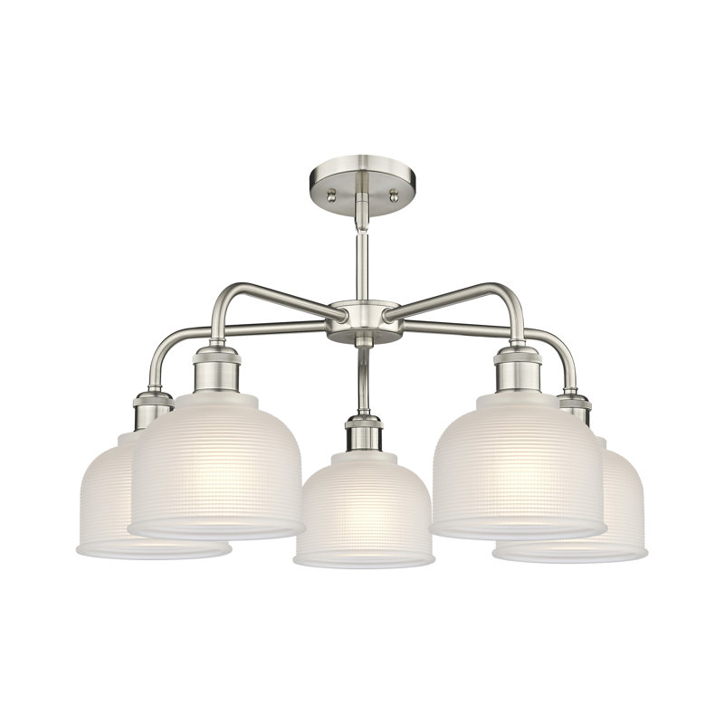 Lustre 5 lumières Narding, Blanc, Nickel satiné
