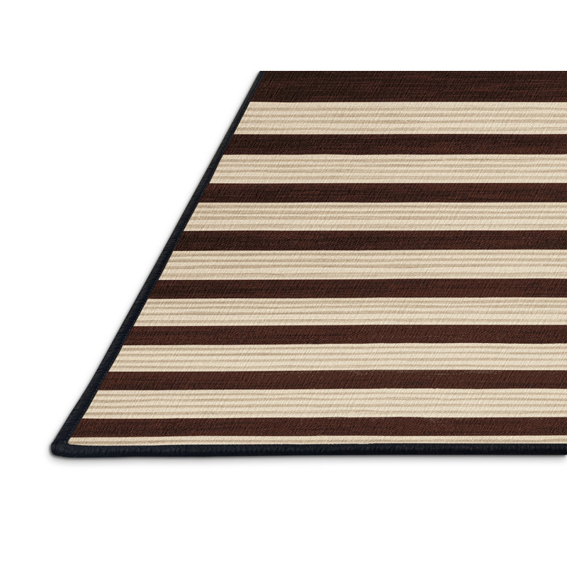 Tapis noir à rayures horizontales lavable à la machine, Rectangle 2 pi x 3 pi