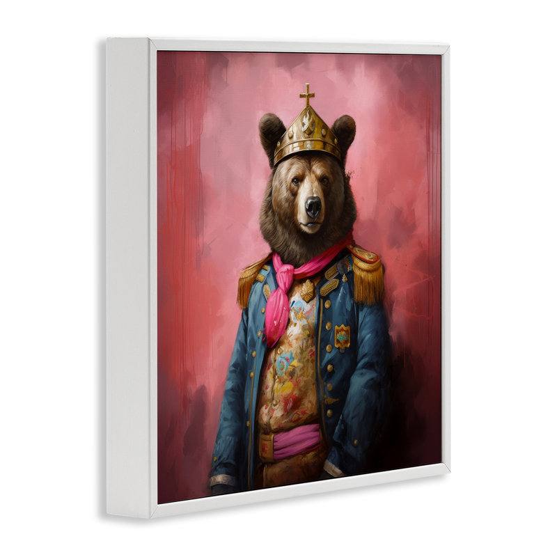 «Regal Bear», art de la giclée par Lazar Studio, Giclée encadrée blanc bord de mer, H 24 po x l 24 po