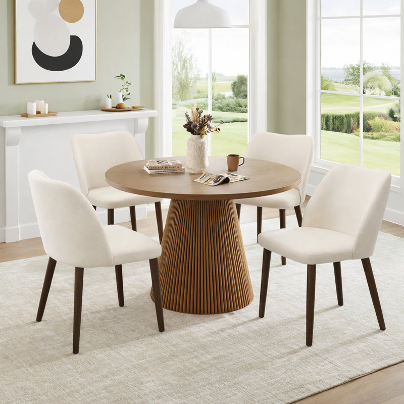 Upholstered Solid Wood Small Dining Chairs - Ergonomic Curve & Plush Padding for Multiple Spaces, White