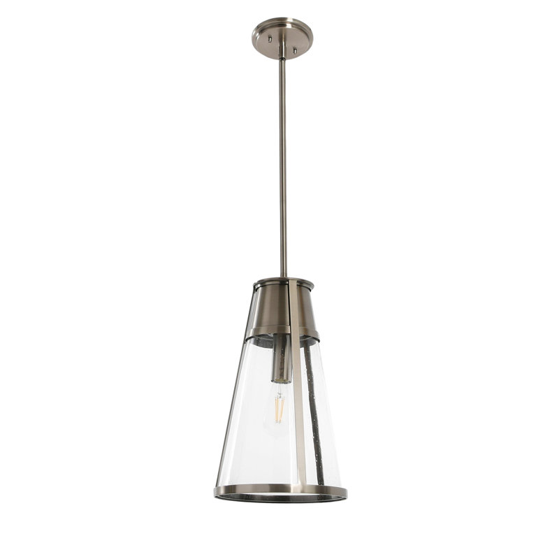 Robert Stevenson Lighting Jaxon - Plafonnier en métal et verre granuleux, nickel poli antique, Nickel brossé