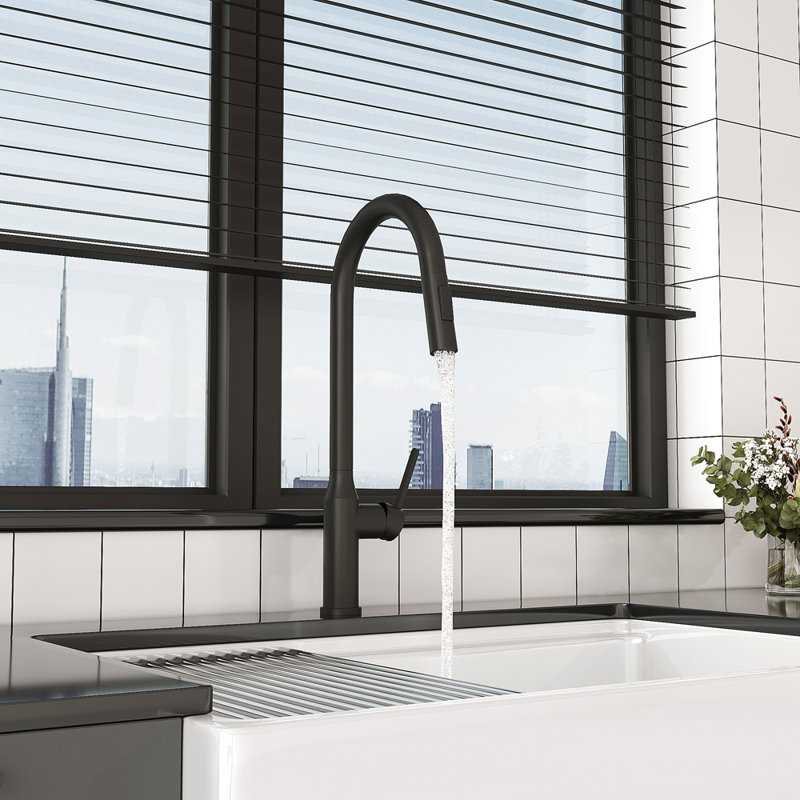 Home 18.83" CUPC Certified Pull-Down Kitchen Faucet, Matt Black