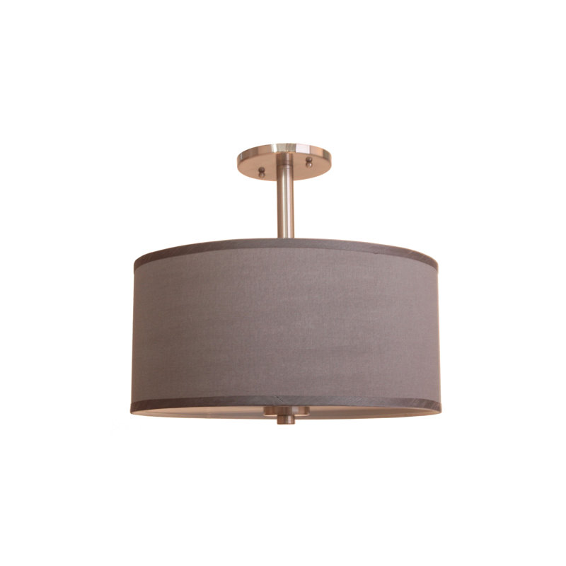 Smeralda Semi Flush Mount, Gray, Brass, Medium, 7"H x 15"W x 15"D
