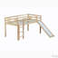Rubber Wood Low Loft Bed with Slide-1727887990