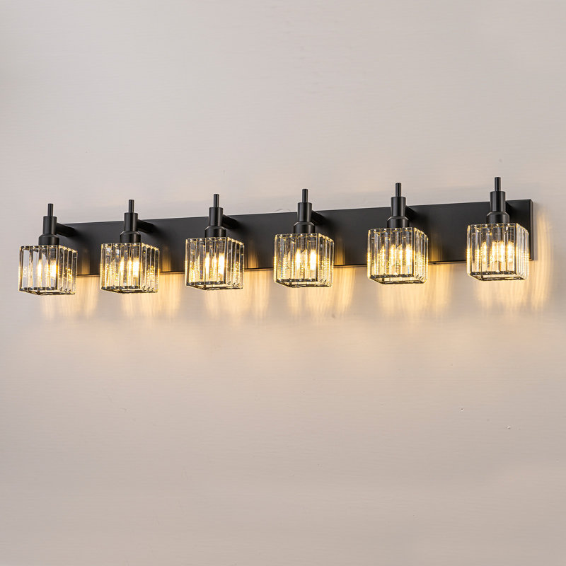 Éclairage pour meuble-lavabo à intensité variable Taevion, Noir, 6 lumières