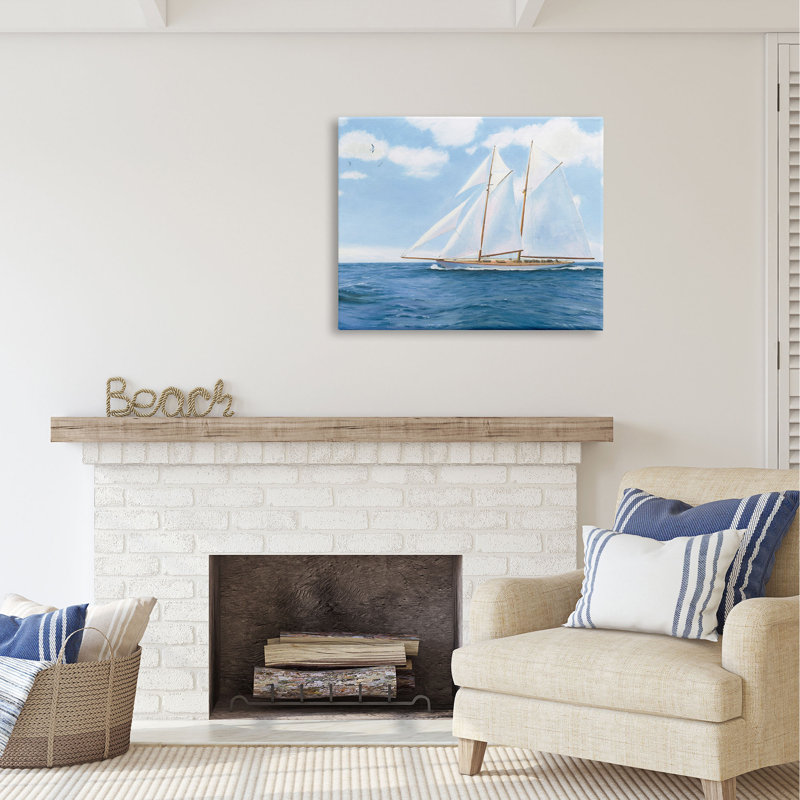 Breakwater Bay, voilier nautique bleu, estampe numérique de James Wiens, H 30 po x l 40 po x P 1,5 po