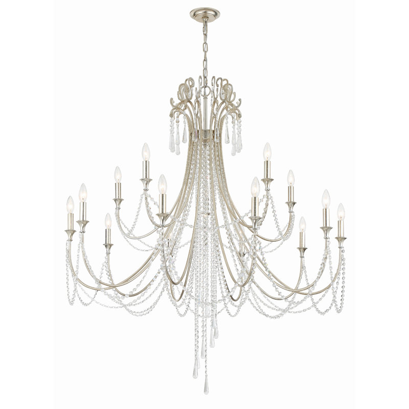 Storrs 15 - Light Dimmable Classic / Traditional Chandelier, Antique Silver