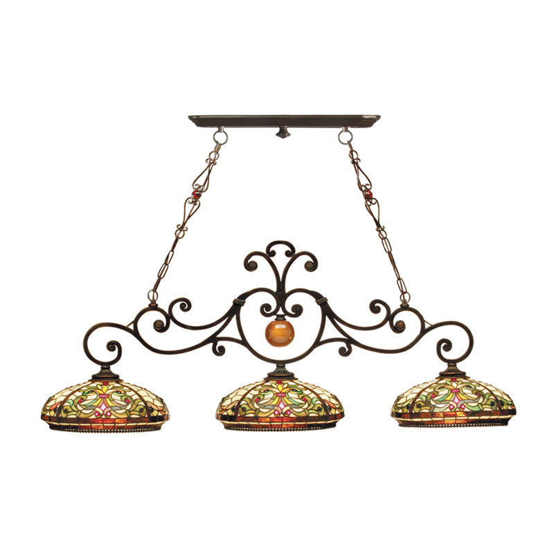 Gold Glass Globe 3-Light Island Pendant