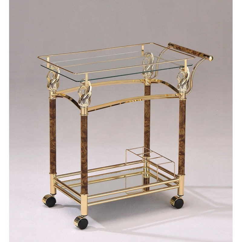Chariot-bar rectangulaire Riggle en plaqué or et transparent