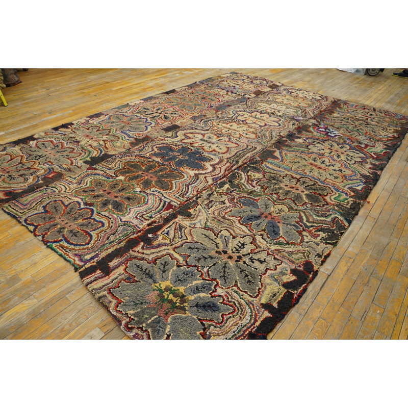 Antique American Hooked Folk Art Rug From America