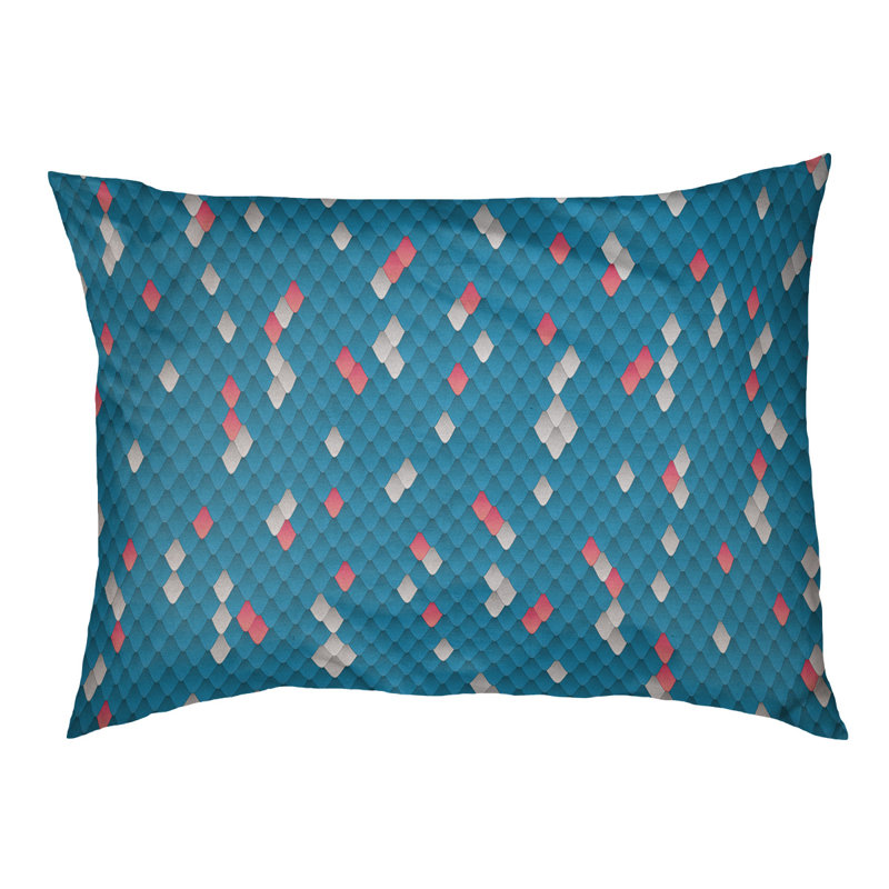 Coussin décoratif à écailles de serpent, Moyen (L 30 po x l 40 po), Bleu/rose, Utilisation intérieure seulement