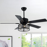 Joahnna 52" Glam Crystal Ceiling Fan with Lights, 6-Speed Reversible Fan with Remote