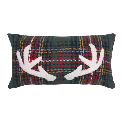 24" x 12" Green Antlers Throw Pillow