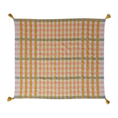 Woven Cotton Jacquard Throw With Tassels