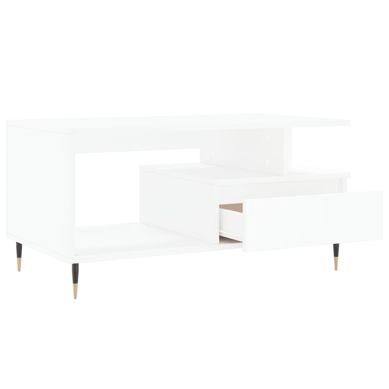 Michellene Four Leg Coffee Table with Storage, White