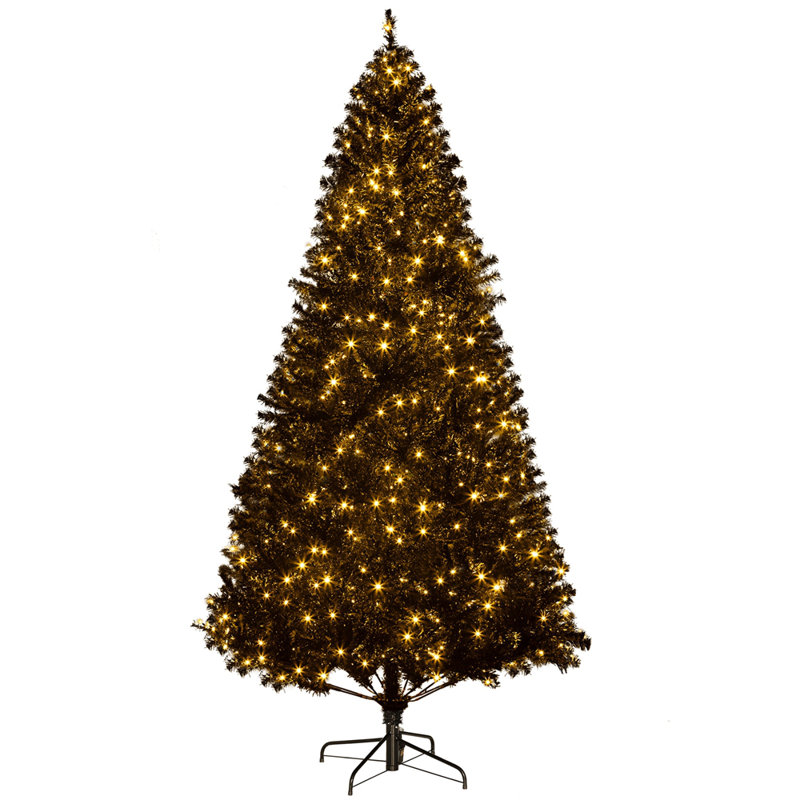Arbre de Noël artificiel haut 7,5 pi pré-éclairé, Noir