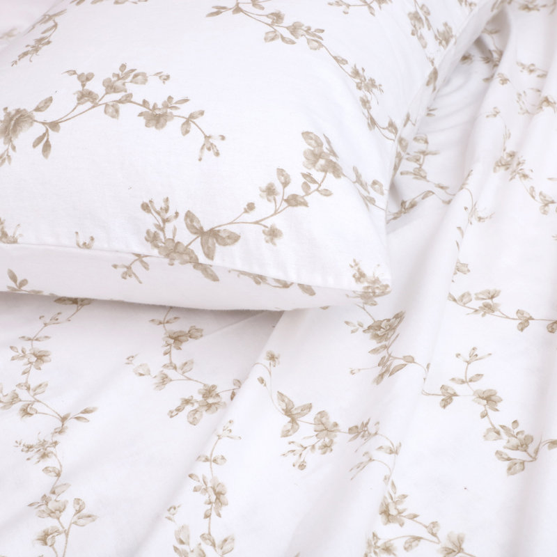 Ensemble de draps 100% flanelle de coton Colyt Floral, Très grand californien