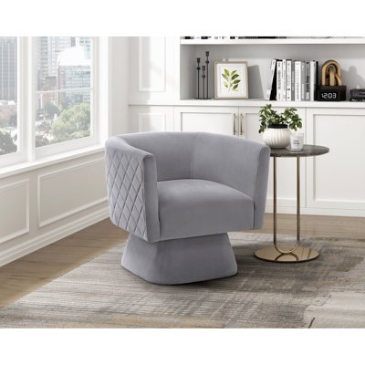 Chaise pivotante à dossier en losanges - Velours gris, rembourrage en mousse de velours contemporain d'une capacité de 300 lb