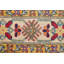 Tapis unique en laine noué à la main style Kazak rouge / beige des années 2010 de 6 pi 9 po x 9 pi 10 po Saadet