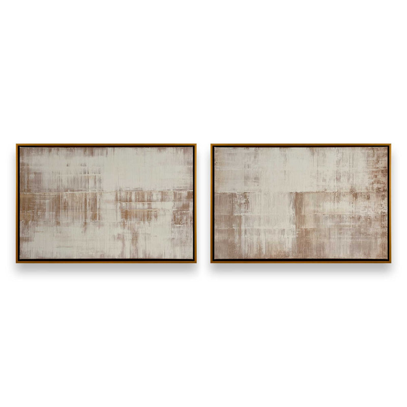 «Faded Horizons», ensemble de 2 impressions, Cadre flottant doré poli, 32 po x 48 po