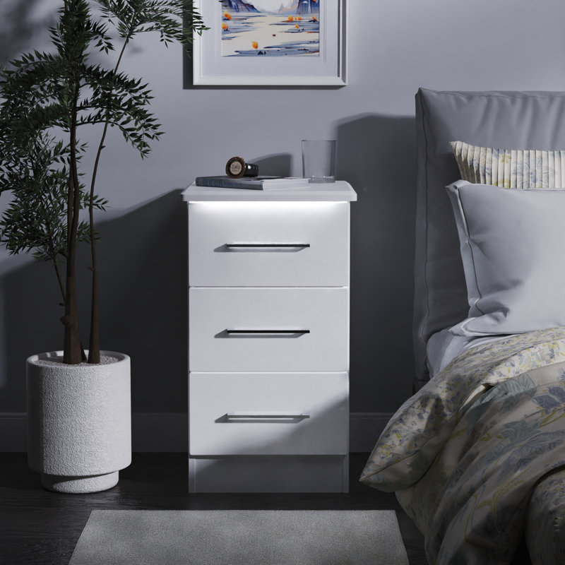 Cenie 40cm W Manufactured Wood Bedside Table, White