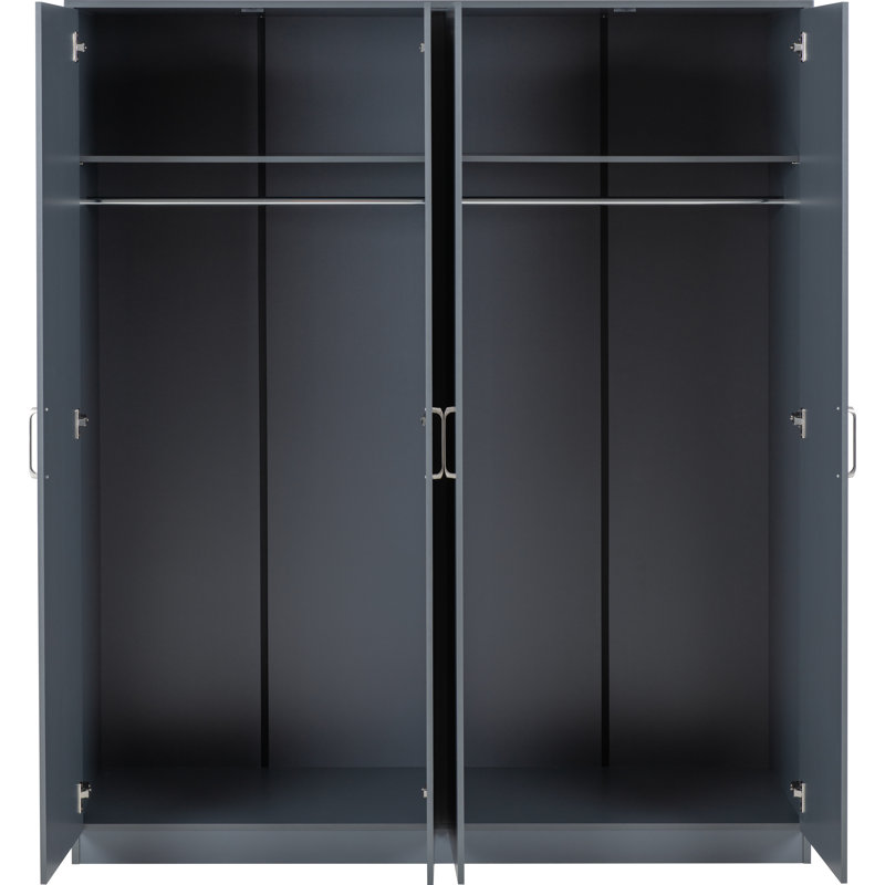 Tarves 4 Door Manufactured Wood Wardrobe, Dark Grey