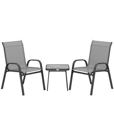 3-Piece Patio Bistro Set with Stackable Chairs and Square Table