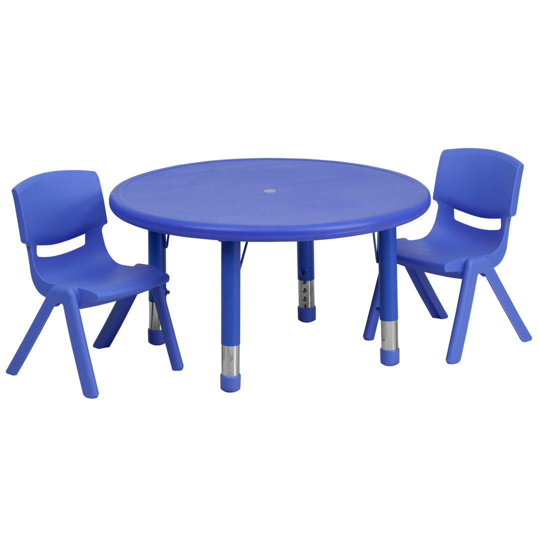 Goddard Plastic Height Adjustable Activity Table Set with 2 Chairs Flash Furniture 