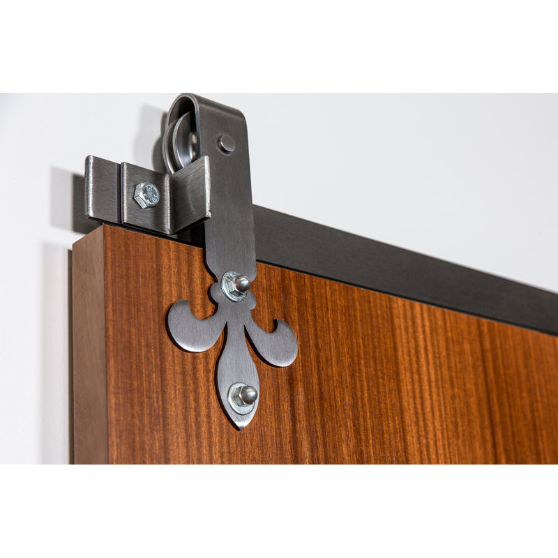 Ensemble de quincaillerie pour porte de grange standard Fleur-De-Lis, 60 po, Nickel brossé