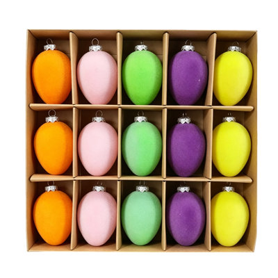 Christmas Decorations Egg Shaped Hanging Ornaments, Holiday Decor Baubles with Gift Box