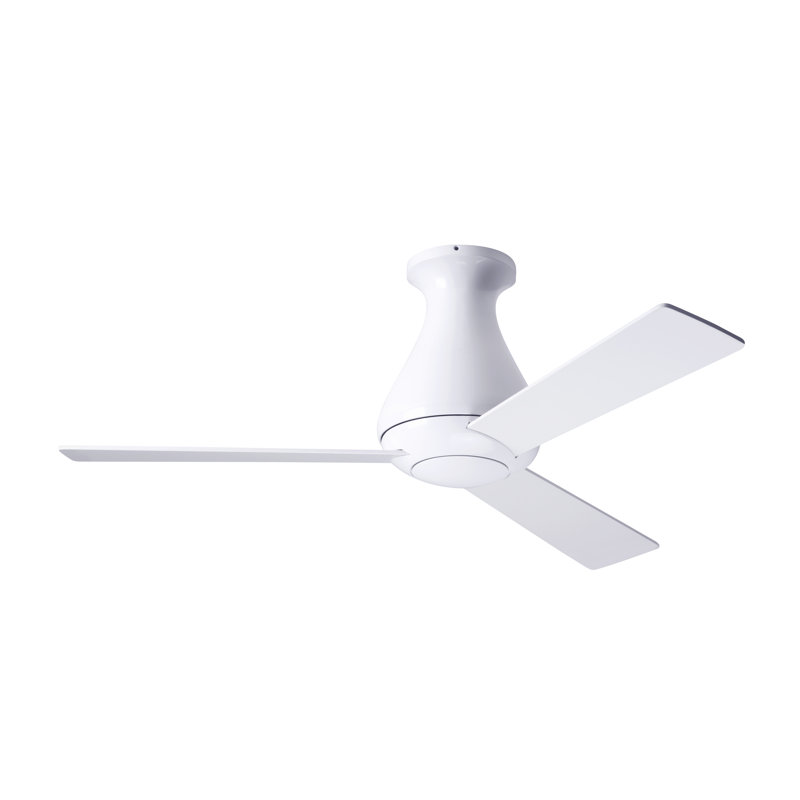 Altus Flush Mount Ceiling Fan, Gloss White, White, Wall Control with Remote Handset (2-wire)