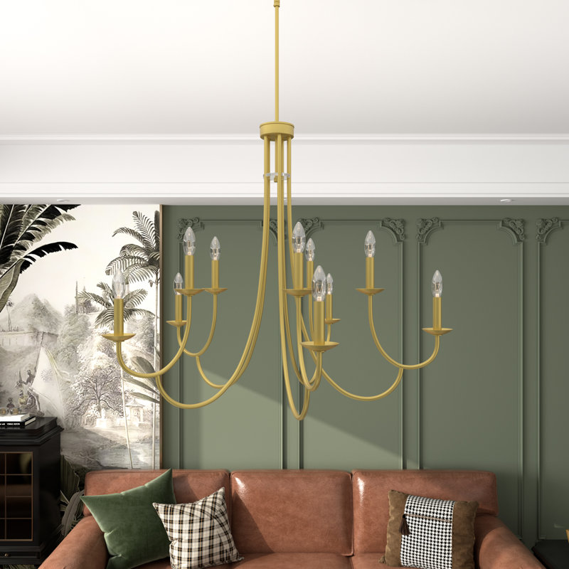 10 - Light Dining Room Steel Dimmable Candle Style Classic Chandelier UL Certified, Gold