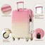 Ensembles de bagages 5 pièces, 20 pouces avec port USB, valise durable en ABS avec sac de voyage, ABS + valise rigide avec roues pivotantes, rose