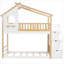 Lit superposé simple au-dessus de simple pour chambre d'enfant, en bois massif avec rangement et garde-corps, blanc classique
