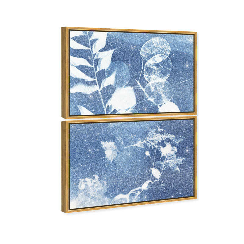 Faded Poetry Set Floral & Botanical Canvas Print by Oliver Gal, Black Frame, 15 x 10, 16"H x 11"W, Gold Floater Frame