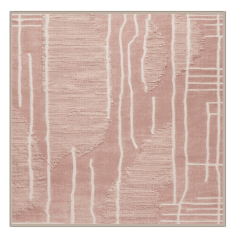 Tapis rose lavable à la machine, Carré 7 pi